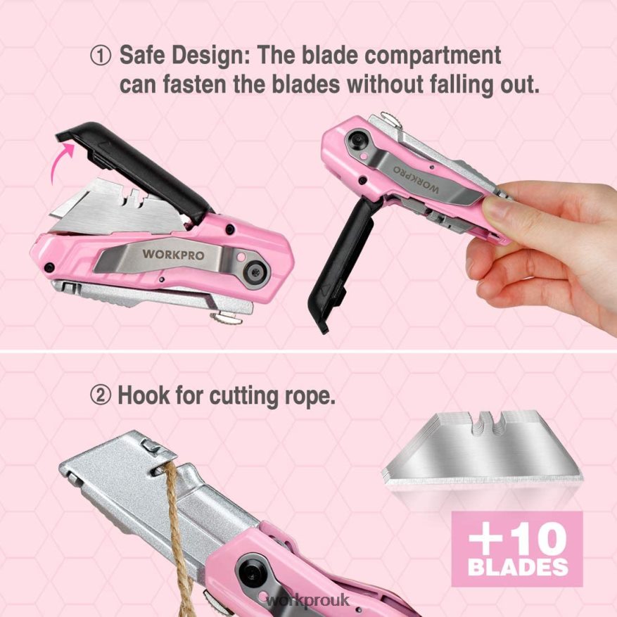 WORKPROQuick-Change Folding Utility Knife with12 Extra Blades X662Z37 Tool