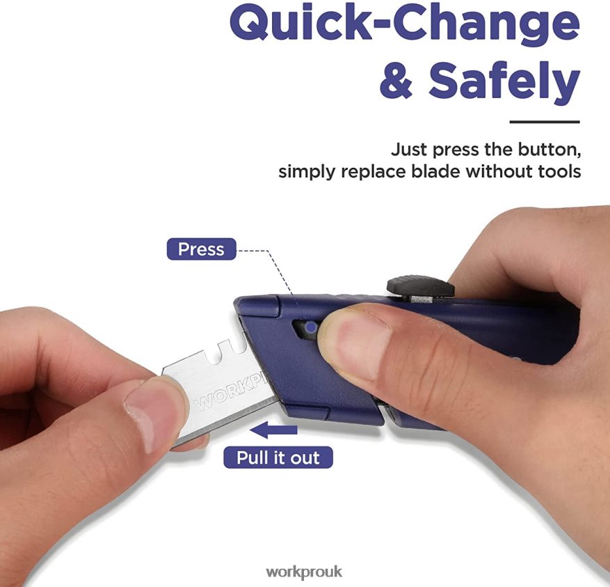 WORKPRORetractable Utility Knife with Extra Blade Storage, 2 Pack Quick-Change Box Cutters X662Z56 Tool