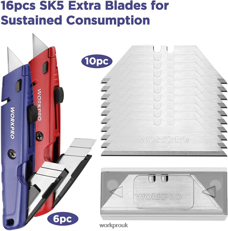 WORKPRORetractable Utility Knife with Extra Blade Storage, 2 Pack Quick-Change Box Cutters X662Z56 Tool