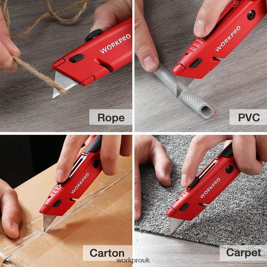 WORKPRORetractable Utility Knife with Extra Blade Storage, 2 Pack Quick-Change Box Cutters X662Z56 Tool