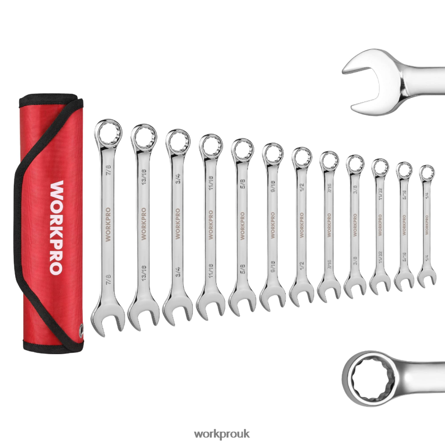 WORKPRO12 Pcs Metric 8-19mm, Premium Cr-V Combination Wrench Set X662Z95 Tool
