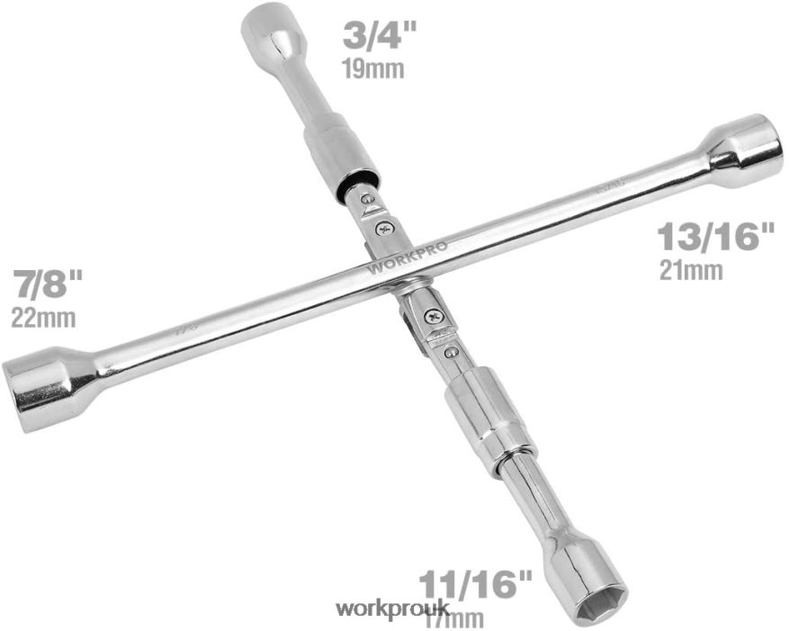 WORKPRO14-Inch Universal Folding Lug 4-Way Cross Wrench X662Z90 Tool