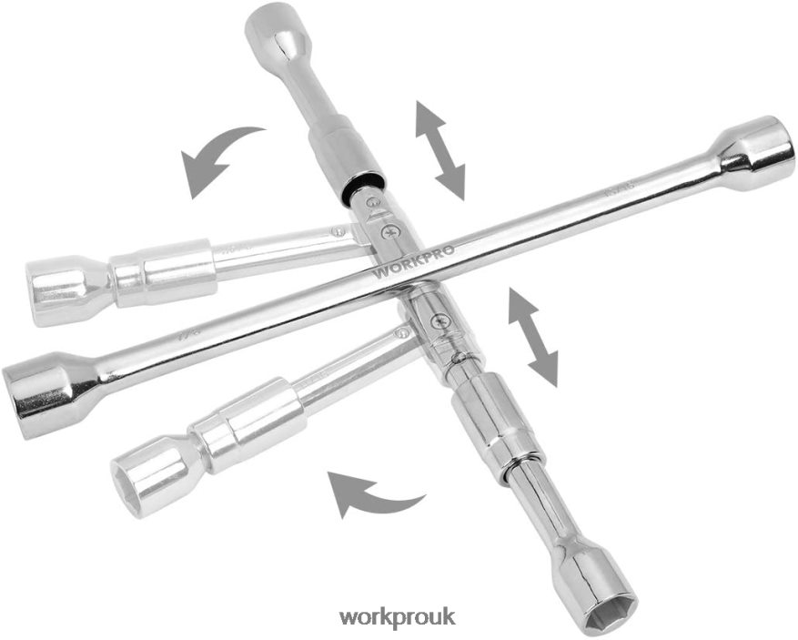 WORKPRO14-Inch Universal Folding Lug 4-Way Cross Wrench X662Z90 Tool