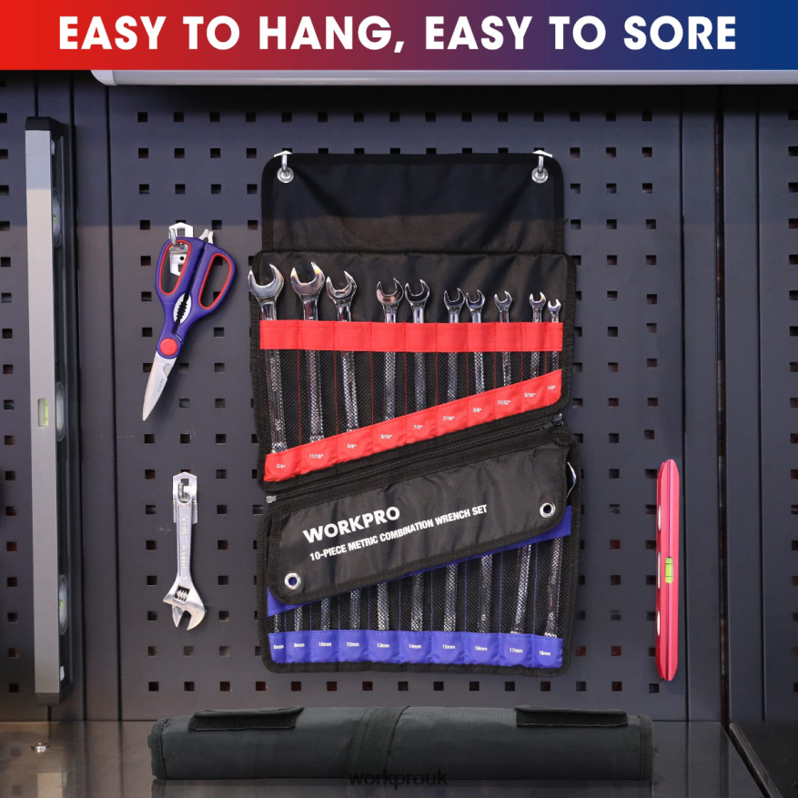 WORKPRO20 Pcs Metric & SAE Combination Cr-V 12-point Wrench Set X662Z93 Tool