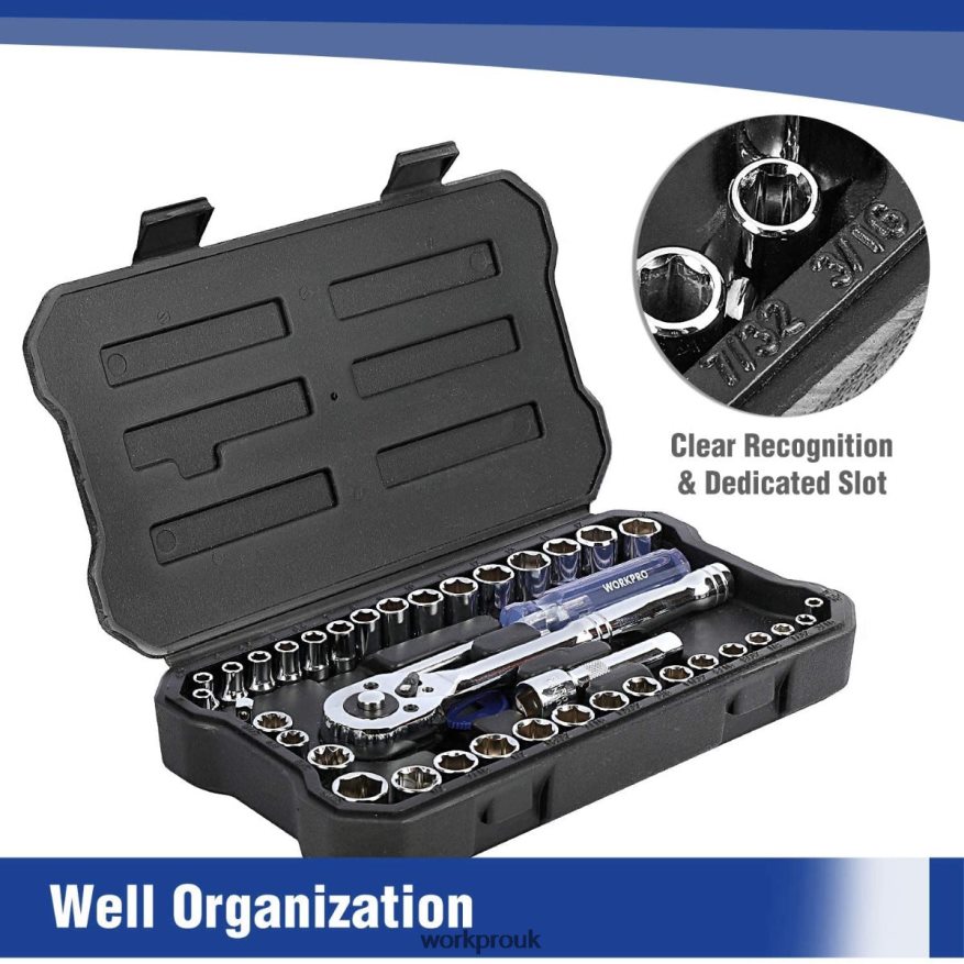 WORKPRO39 Pcs Drive Socket Wrench Set, 1/4-Inch & 3/8-Inch Small Sockets Set X662Z140 Tool