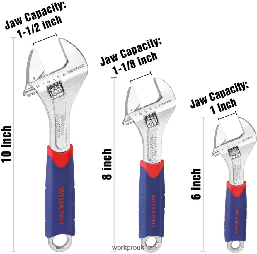 WORKPRO3 Pcs Adjustable Wrench Set X662Z83 Tool