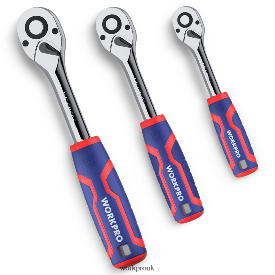 WORKPRO3 Pcs Ratchet Set, Quick-Release Reversible 72-Tooth 40CR Steel Drive Socket Wrench X662Z91 Tool