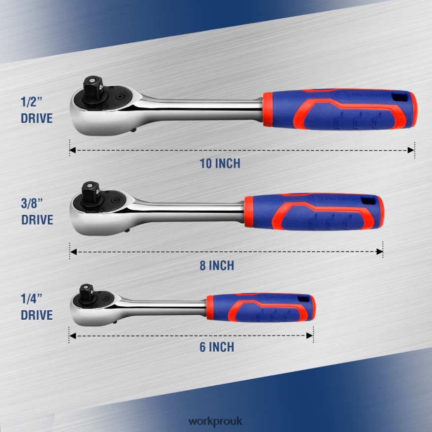 WORKPRO3 Pcs Ratchet Set, Quick-Release Reversible 72-Tooth 40CR Steel Drive Socket Wrench X662Z91 Tool
