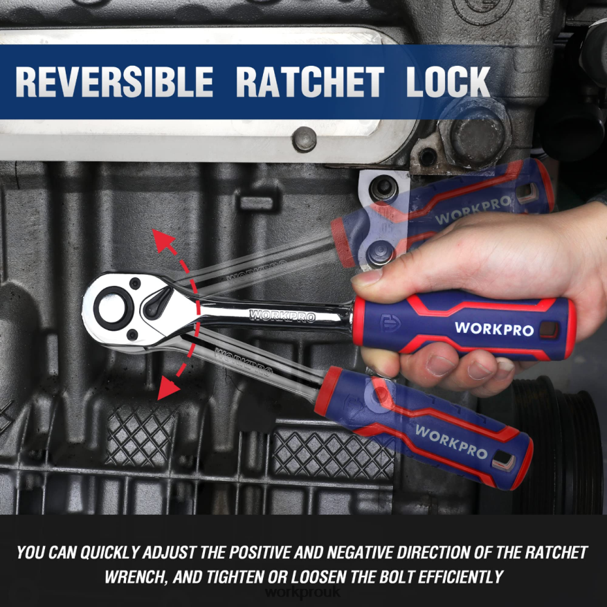 WORKPRO3 Pcs Ratchet Set, Quick-Release Reversible 72-Tooth 40CR Steel Drive Socket Wrench X662Z91 Tool