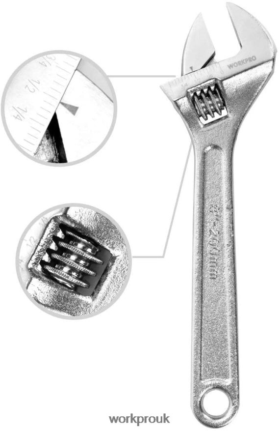 WORKPRO4 Pcs Adjustable Wrench Forged Heat Treated Chrome-plated Set X662Z84 Tool
