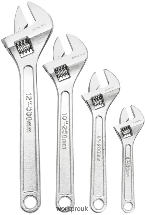 WORKPRO4 Pcs Adjustable Wrench Forged Heat Treated Chrome-plated Set X662Z84 Tool