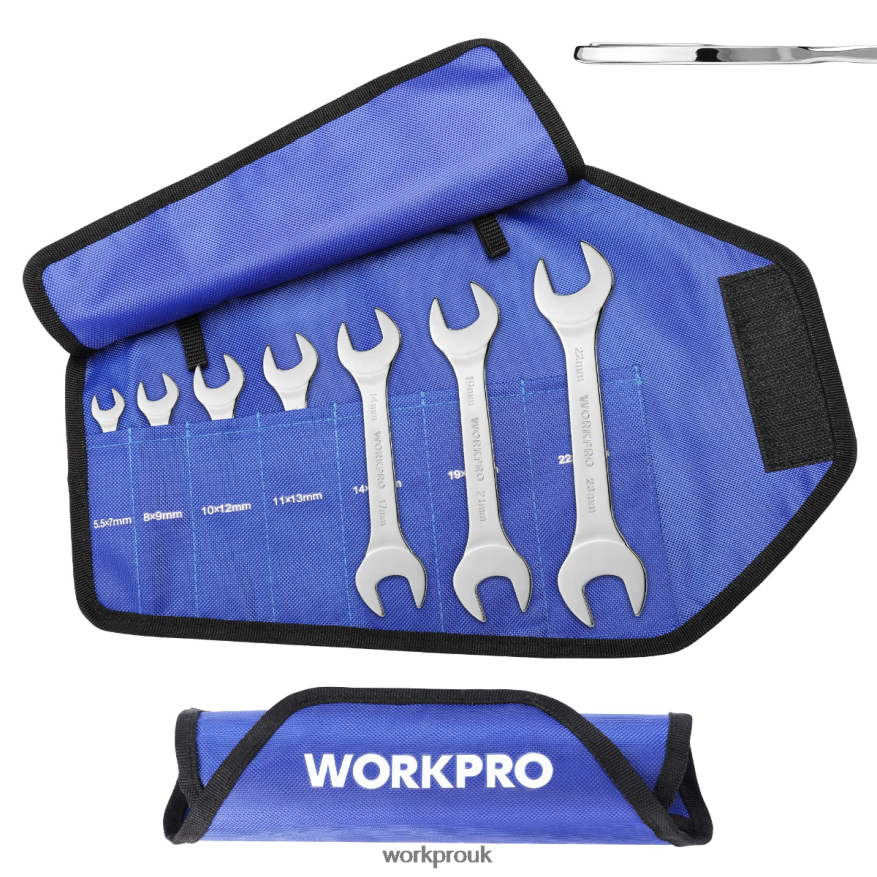 WORKPRO7 Pcs Metric Super-Thin Wrench Set with Roll-up Organizer Pouch X662Z96 Tool