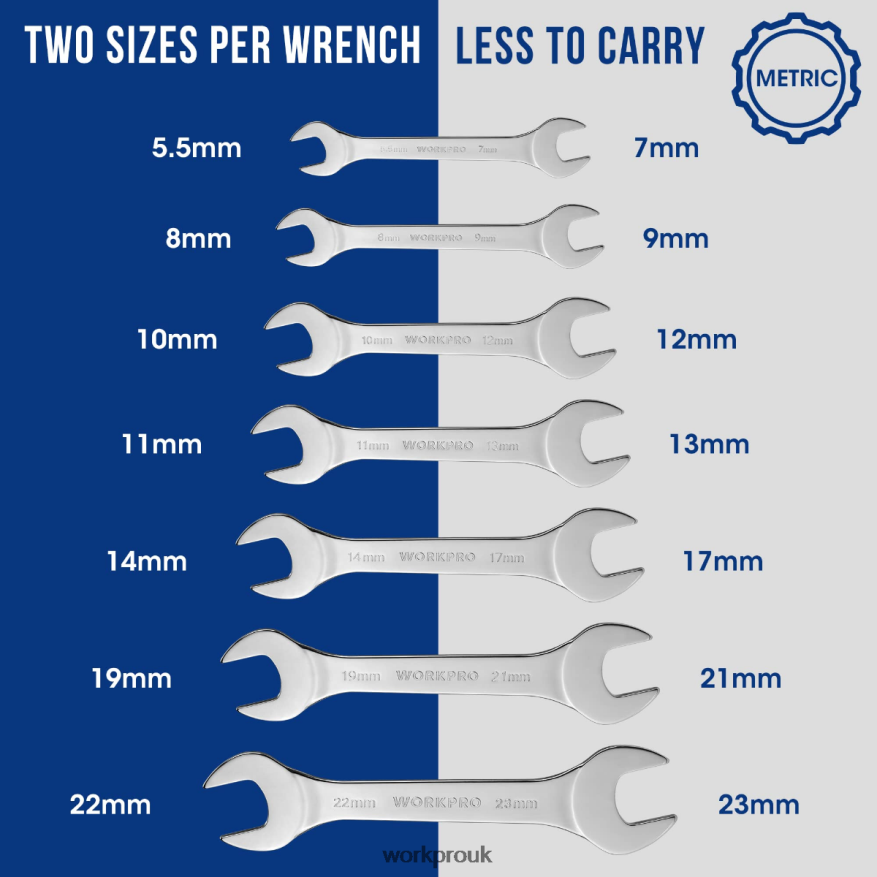 WORKPRO7 Pcs Metric Super-Thin Wrench Set with Roll-up Organizer Pouch X662Z96 Tool