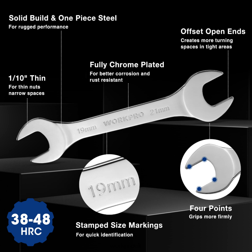 WORKPRO7 Pcs Metric Super-Thin Wrench Set with Roll-up Organizer Pouch X662Z96 Tool