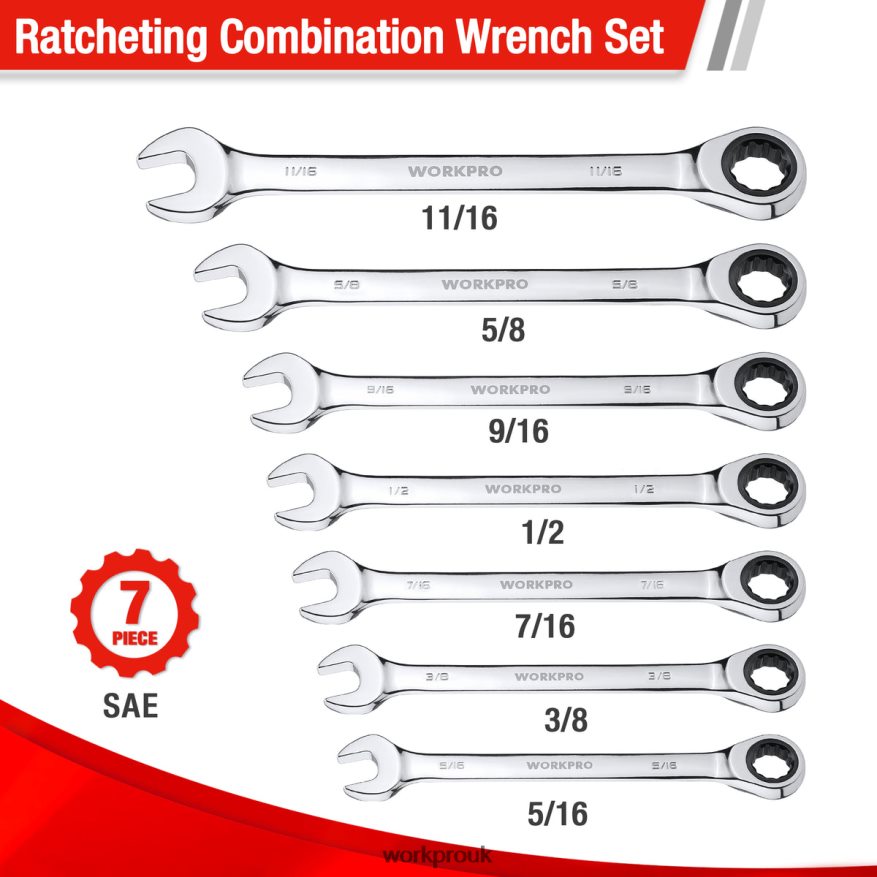 WORKPRO7-Piece Ratcheting Combination Wrench Set X662Z85 Tool