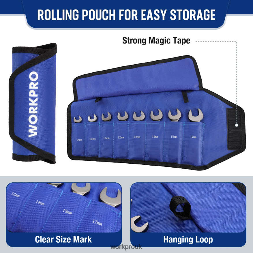 WORKPRO8 Pcs Flex-Head Stubby Ratcheting Combination Wrench Set X662Z82 Tool