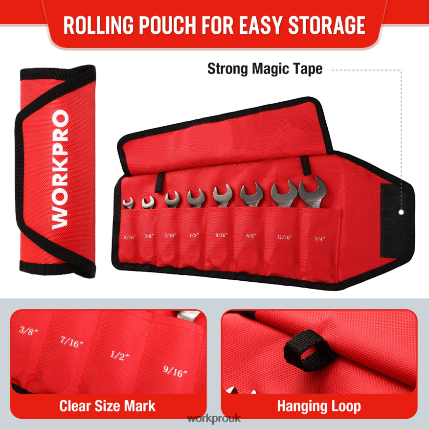 WORKPRO8 Pcs Flex-Head Stubby Ratcheting Combination Wrench Set X662Z82 Tool