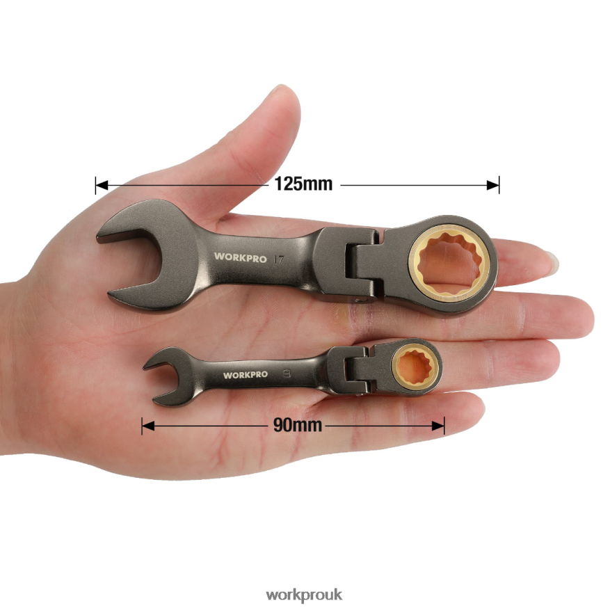 WORKPRO8 Pcs Flex-Head Stubby Ratcheting Combination Wrench Set X662Z82 Tool