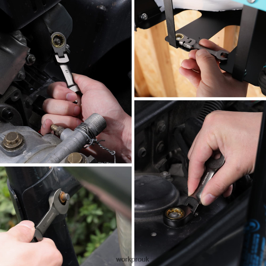 WORKPRO8 Pcs Flex-Head Stubby Ratcheting Combination Wrench Set X662Z82 Tool