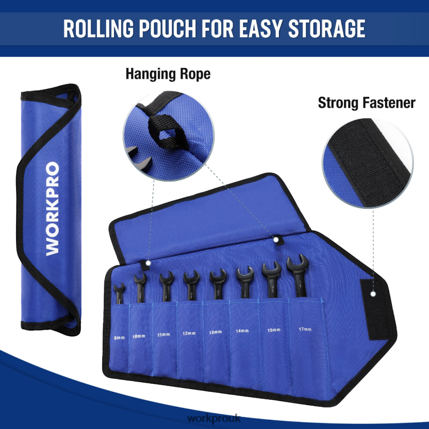 WORKPRO8 Pcs Ratcheting Combination Flex-Head Anti-Slip Wrench Set X662Z80 Tool
