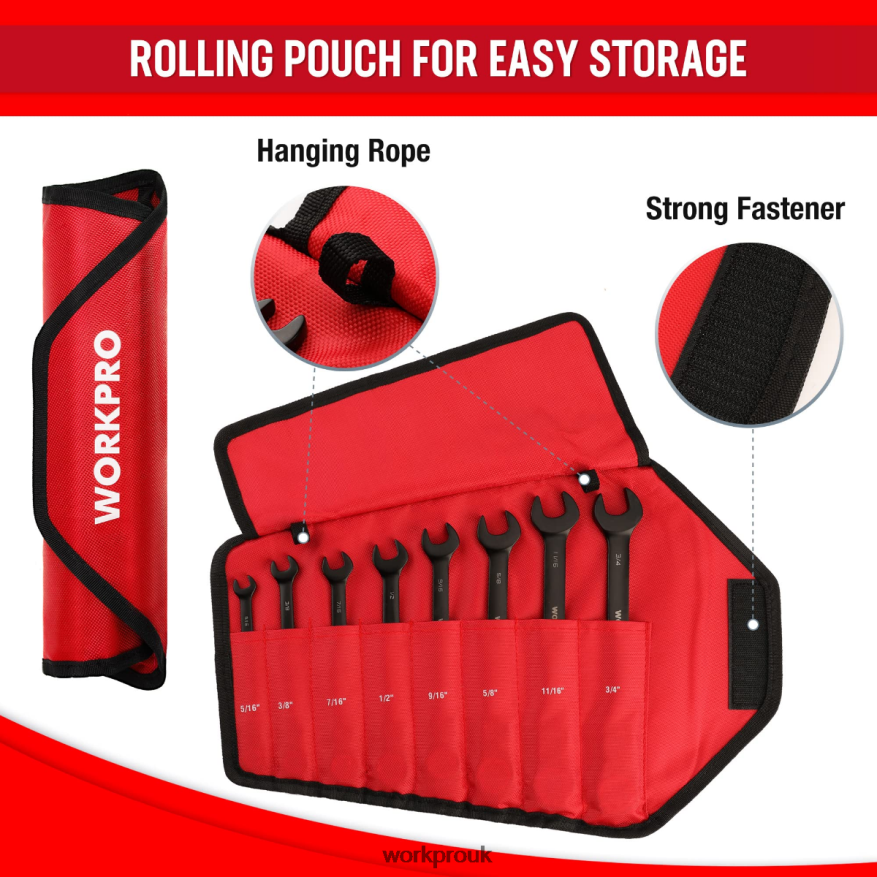 WORKPRO8 Pcs Ratcheting Combination Flex-Head Anti-Slip Wrench Set X662Z80 Tool