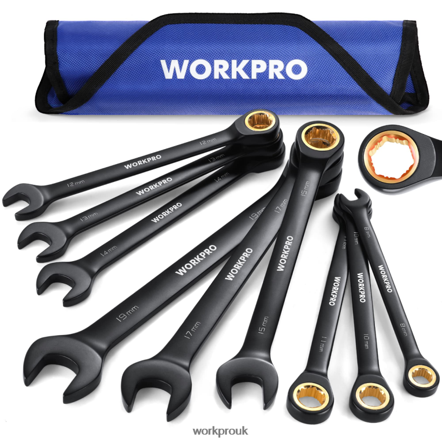 WORKPRO9 Pcs Anti-Slip Ratcheting Combination Wrench Set X662Z88 Tool