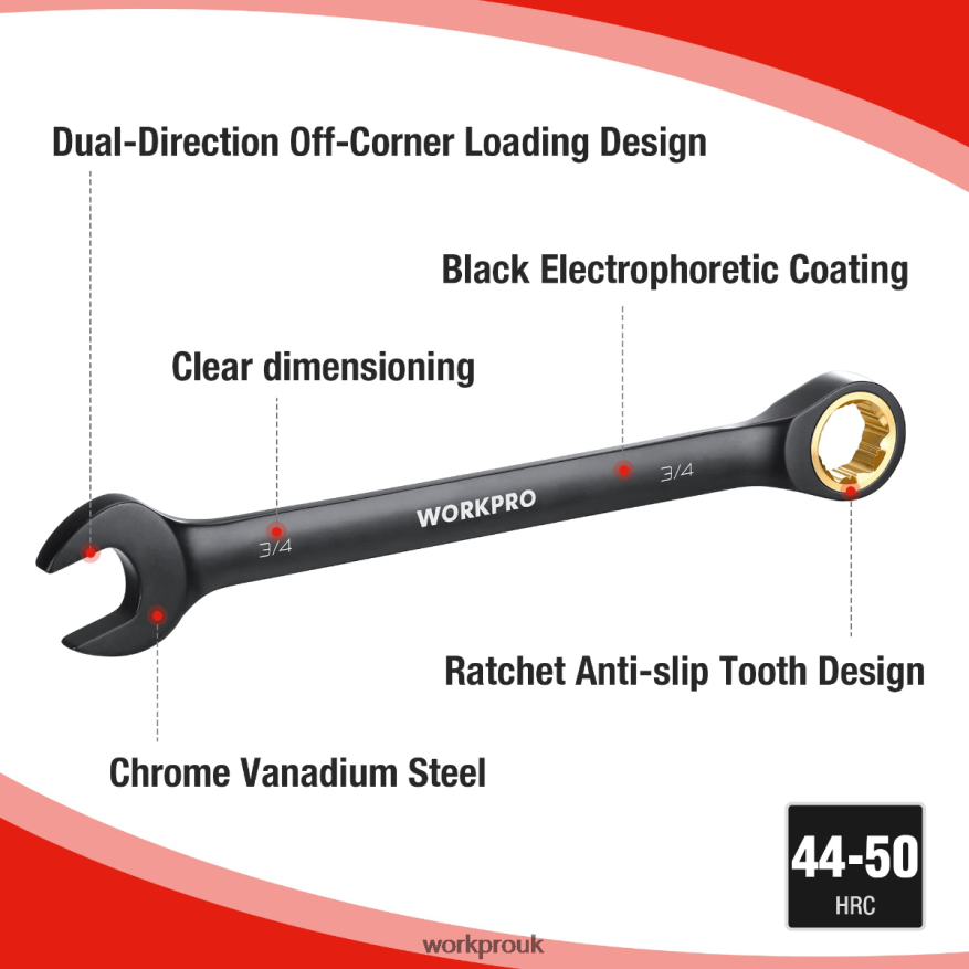 WORKPRO9 Pcs Anti-Slip Ratcheting Combination Wrench Set X662Z88 Tool