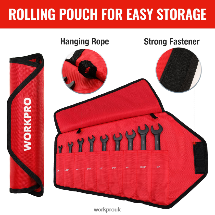 WORKPRO9 Pcs Anti-Slip Ratcheting Combination Wrench Set X662Z88 Tool