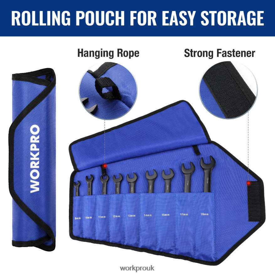 WORKPRO9 Pcs Anti-Slip Ratcheting Combination Wrench Set X662Z88 Tool
