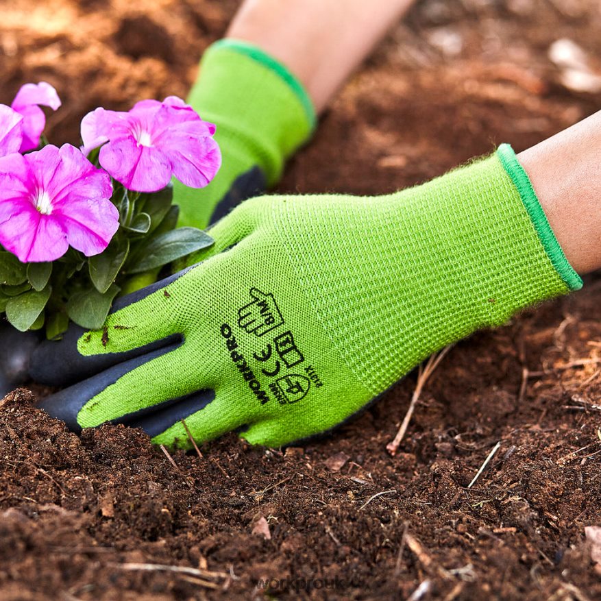 WORKPRO2 Pairs Garden Working Gloves with Eco Latex Palm Coated and Touchscreen for Weeding, Digging, Raking and Pruning X662Z273 Tool