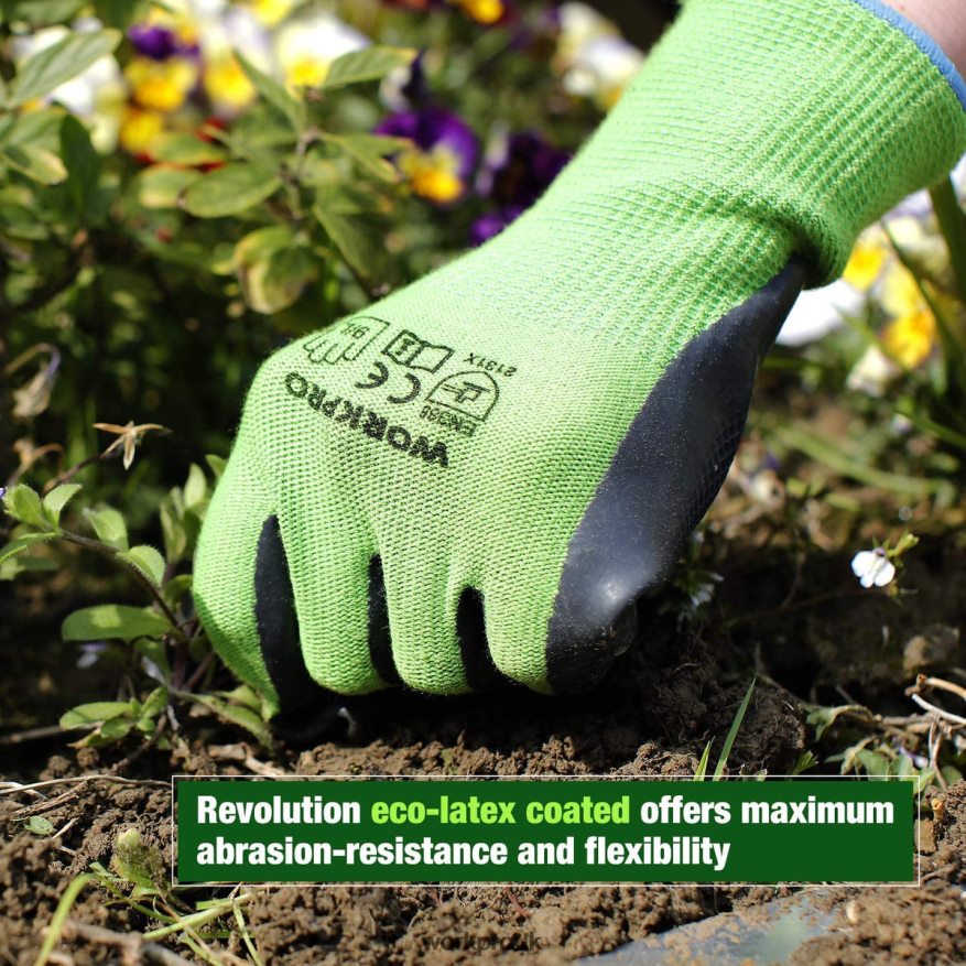 WORKPRO2 Pairs Garden Working Gloves with Eco Latex Palm Coated and Touchscreen for Weeding, Digging, Raking and Pruning X662Z273 Tool