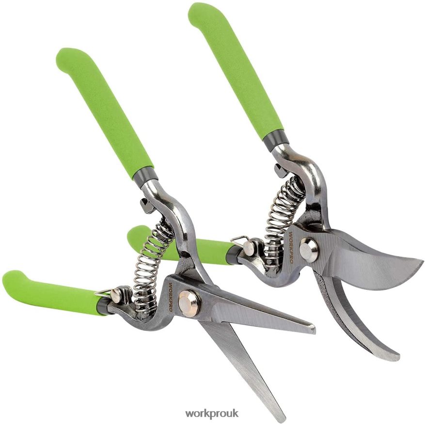 WORKPRO2 Pcs Pruning Shears Set with Steel Straight Blade X662Z271 Tool
