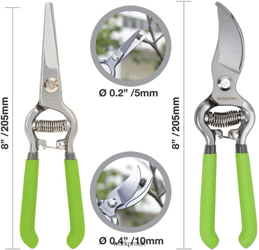 WORKPRO2 Pcs Pruning Shears Set with Steel Straight Blade X662Z271 Tool