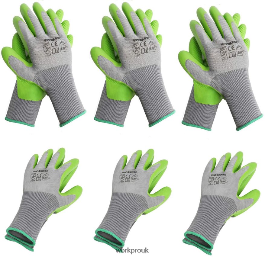WORKPRO6 Pairs Garden Work Gloves with Eco Latex Palm Coated X662Z275 Tool