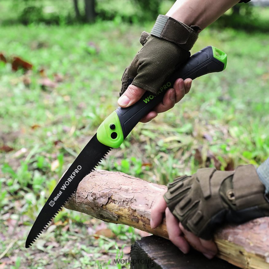 WORKPROFolding Saw Compact Hand Pruning Saw with 7 Inch Blade Push Button Lock X662Z270 Tool