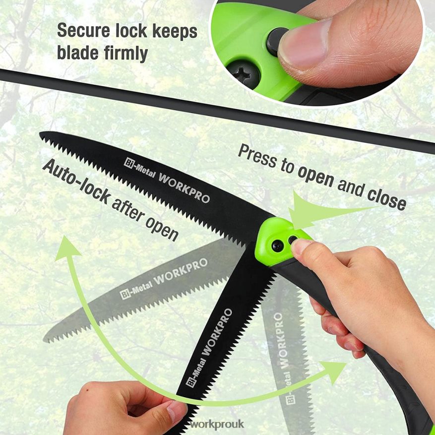 WORKPROFolding Saw Compact Hand Pruning Saw with 7 Inch Blade Push Button Lock X662Z270 Tool
