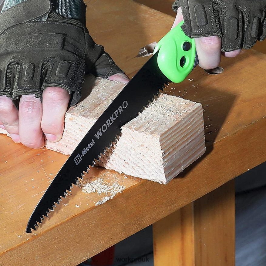 WORKPROFolding Saw Compact Hand Pruning Saw with 7 Inch Blade Push Button Lock X662Z270 Tool