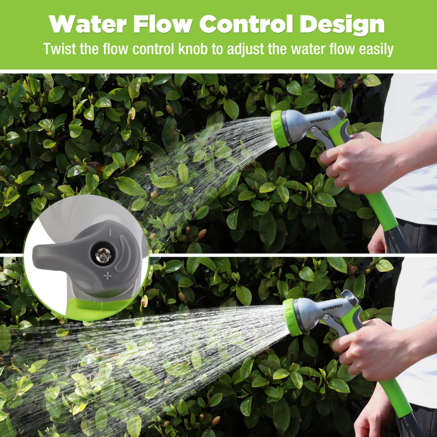 WORKPROGarden High Pressure Water Hose Nozzle Sprayer with 8 Adjustable Watering Patterns & Thumb Control Design X662Z288 Tool