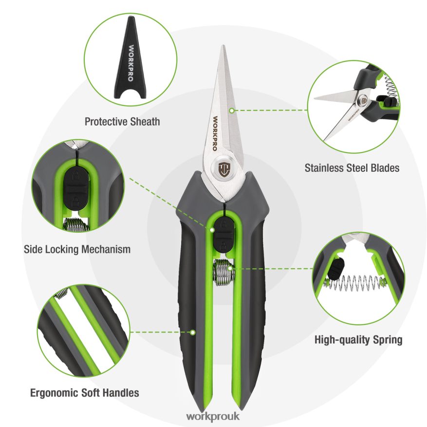 WORKPROGarden Pruning Shears 2 Pack, Bypass Pruning Shears and Straight Garden Scissors X662Z280 Tool