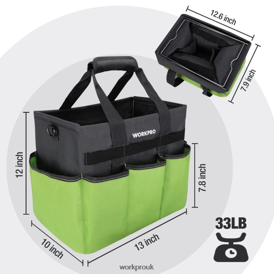WORKPROHeavy Duty Standable Garden Tote Bag, with 10 Pockets and Long Adjustable Shoulder Strap X662Z281 Tool
