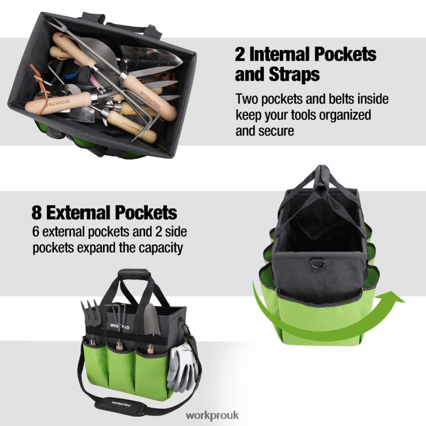 WORKPROHeavy Duty Standable Garden Tote Bag, with 10 Pockets and Long Adjustable Shoulder Strap X662Z281 Tool