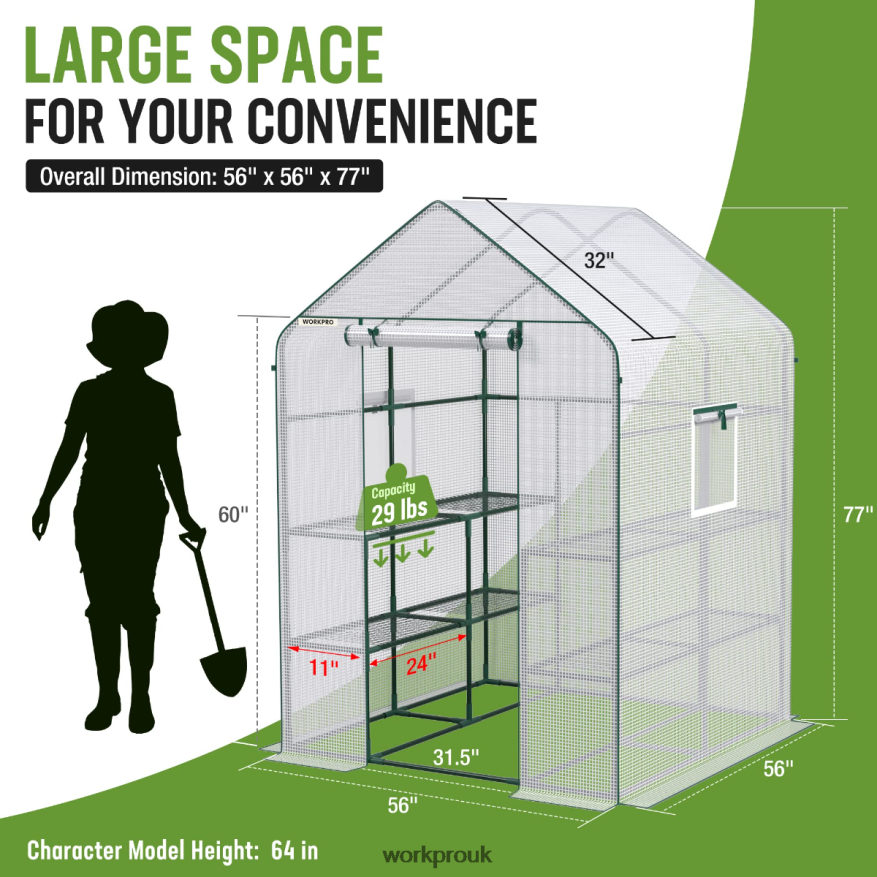WORKPROLarge 3 Tier 8 ShelvesOutdoor Portable Walk-in Gardening Greenhouse X662Z290 Tool