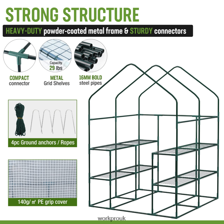 WORKPROLarge 3 Tier 8 ShelvesOutdoor Portable Walk-in Gardening Greenhouse X662Z290 Tool
