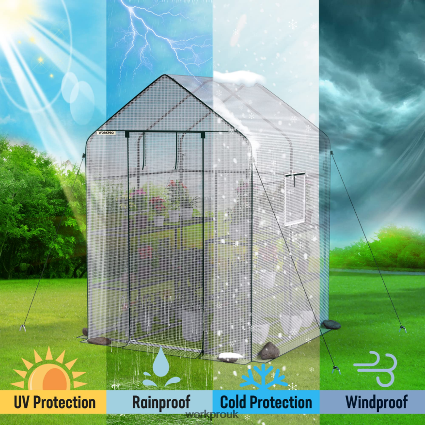 WORKPROLarge 3 Tier 8 ShelvesOutdoor Portable Walk-in Gardening Greenhouse X662Z290 Tool