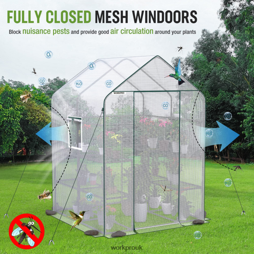 WORKPROLarge 3 Tier 8 ShelvesOutdoor Portable Walk-in Gardening Greenhouse X662Z290 Tool