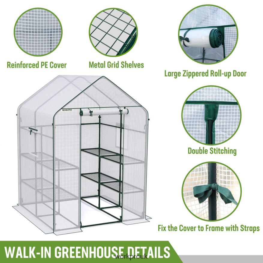 WORKPROLarge 3 Tier 8 ShelvesOutdoor Portable Walk-in Gardening Greenhouse X662Z290 Tool