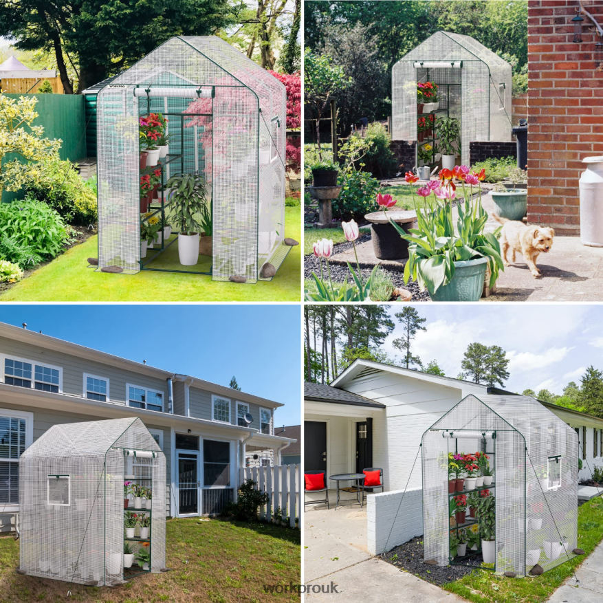 WORKPROLarge 3 Tier 8 ShelvesOutdoor Portable Walk-in Gardening Greenhouse X662Z290 Tool
