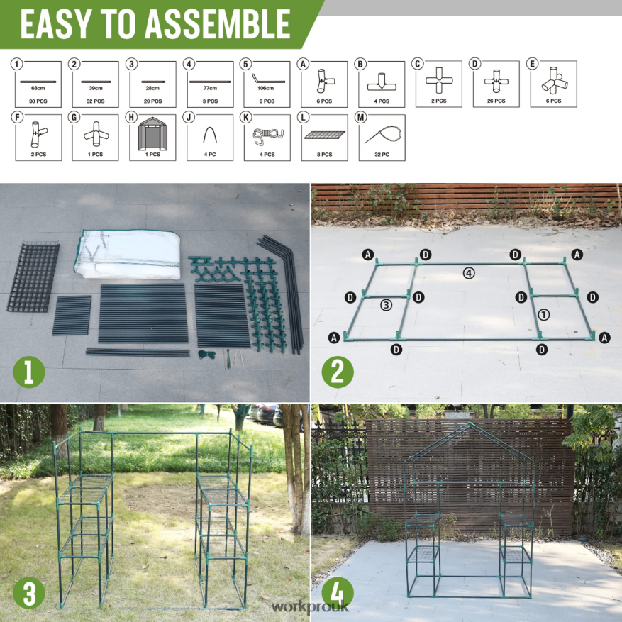 WORKPROLarge 3 Tier 8 ShelvesOutdoor Portable Walk-in Gardening Greenhouse X662Z290 Tool