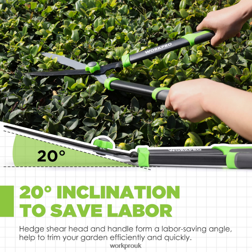 WORKPROManual Hedge Shears with Wavy Blade & Ergonomic Comfortable Handle X662Z287 Tool