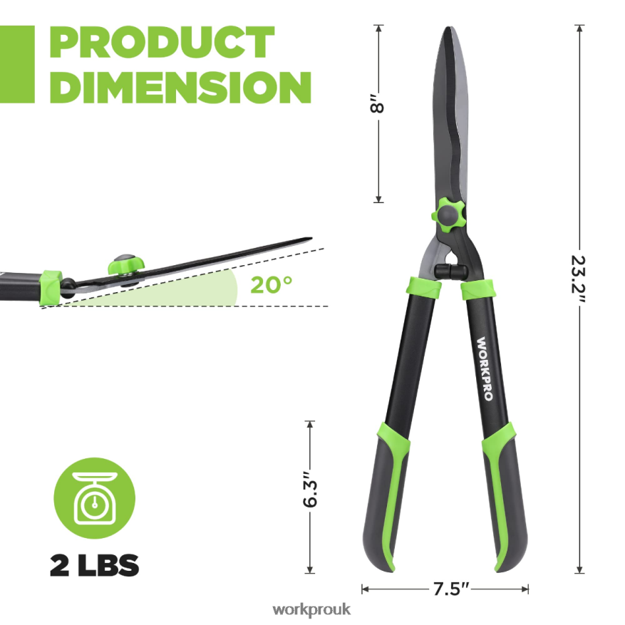 WORKPROManual Hedge Shears with Wavy Blade & Ergonomic Comfortable Handle X662Z287 Tool